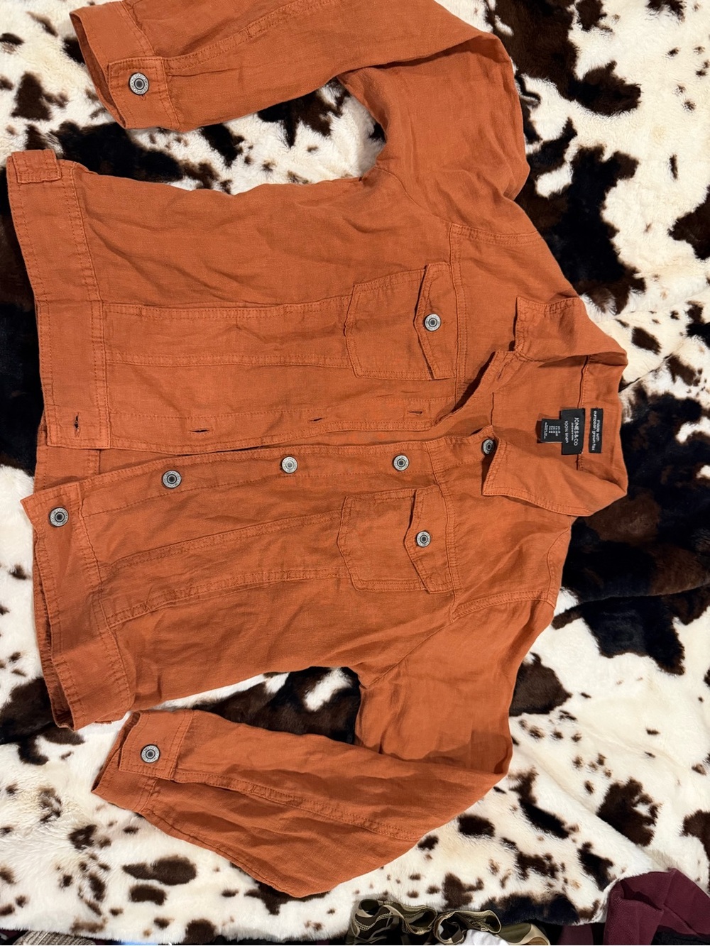 Jones New York Rust Orange Button-Front Jean Jacket